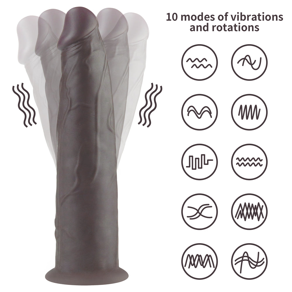 9 inch Vibe Dual Layered Silicone Rotator Dark