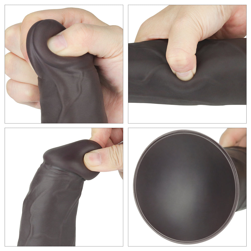 9 inch Vibe Dual Layered Silicone Rotator Dark