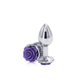 Small Metal Butt Plug with Purple Rose Base